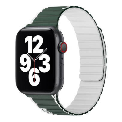 Ремешок для iWatch на 42/44/45/49 мм WiWU Smart Magnetic Silicone (Wi-WB010) Green+Gray