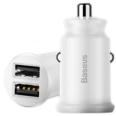 Автомобильное зарядное устройство Baseus 2 USB Fast Charging 3.1A Grain Car Charger Белый
