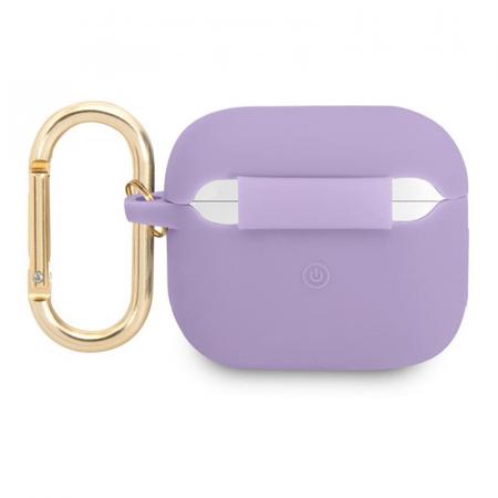 Чехол Guess для AirPods 3 с карабином CG Mobile Silicone with ring Script logo (GUA3SLSMP) Фиолетовый
