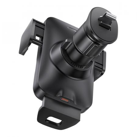 Автомобильный держатель с функцией беспроводной зарядки Baseus Wisdom Auto Alignment Car Mount Wireless Charger (QI 15W) Air Outlet Base (CGZX000001) Черный