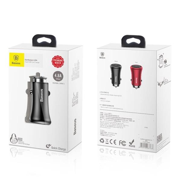 Автомобильное зарядное устройство Baseus Dual-USB Car Charger 4.8A (CCALL-GB01) Черный