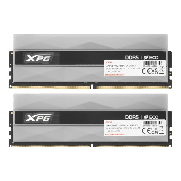 Оперативная память ADATA (AX5U6400C3216G DCLANRSG) DDR5 32GB 6400MHz CL32 UDIMM 2x16GB RGB Silver Gray