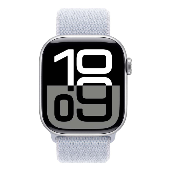 Apple Watch Series 10, 42 мм корпус из алюминия цвета «Silver», ремешок Sport Loop цвета «Blue Cloud»