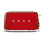 Тостер на 4 ломтика SMEG 50s style (TSF02RDEU) Красный