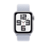 Apple Watch SE (2024), 44 мм корпус из алюминия цвета «Silver», ремешок Sport Loop цвета «Blue Cloud»