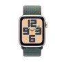 Apple Watch SE (2024), 44 мм корпус из алюминия цвета «Starlight», ремешок Sport Loop цвета «Lake Green»