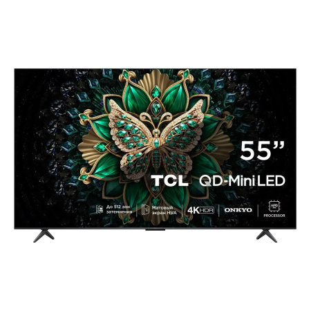 Телевизор TCL 55" 4K UHD, 144 Гц, QLED (55C6K) Чёрный