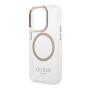 Чехол Guess для iPhone 15 Pro с MagSafe PC/TPU Metal outline Hard (GUHMP15LHTRMD) Transparent/Gold Прозрачный
